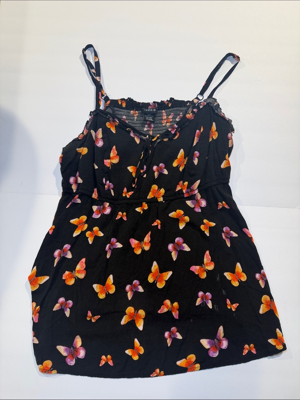 torrid Black Butterfly-Print Cami with Orange & Pink Accents